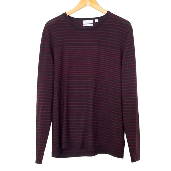 Calvin Klein Other - Calvin Klein Men's Sweater Red Stripes Long Sleeve Size XL Crew Neck Wool Blend